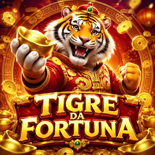 Cartão do jogo Fortune Tiger com tigre estilizado em tons de ouro