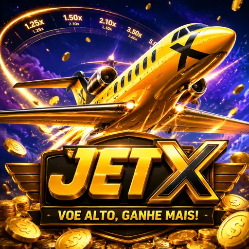 Cartão do jogo JetX com foguete e curva dourada de multiplicador