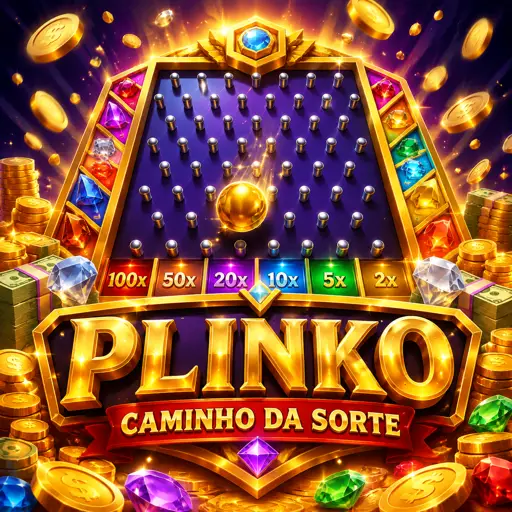 Cartão do jogo Plinko com bolinha caindo na pirâmide de pinos